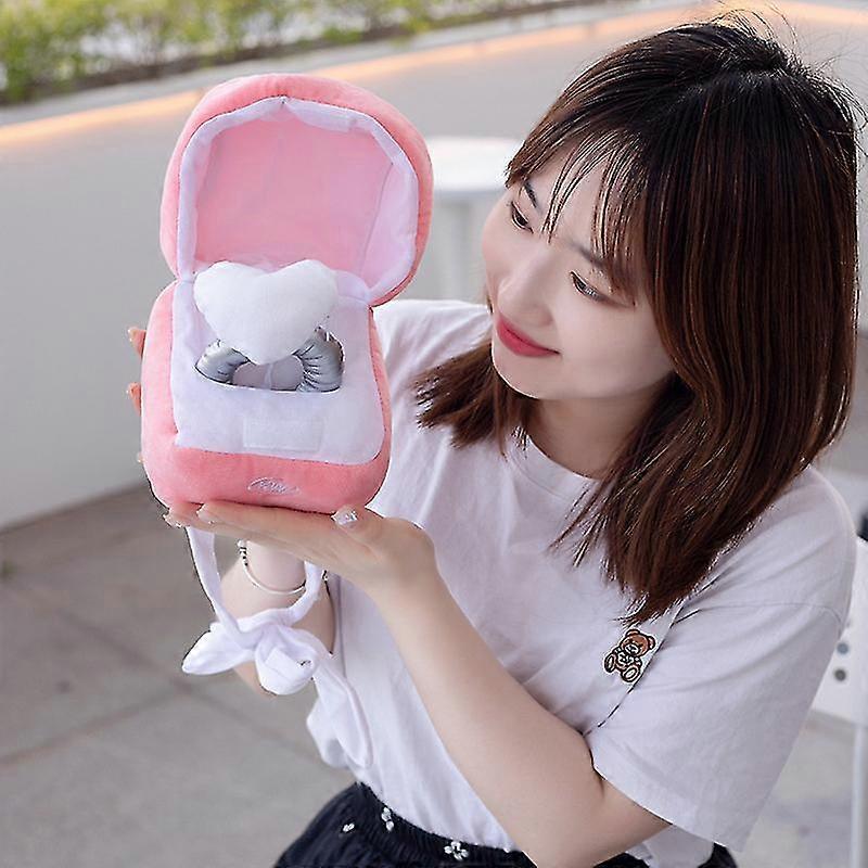 Ring Box Plush Toy Love Diamond Ring Case Stuffed Couple Ring Surprise Gift Box Propose Memory Wedding Anniversary Gift