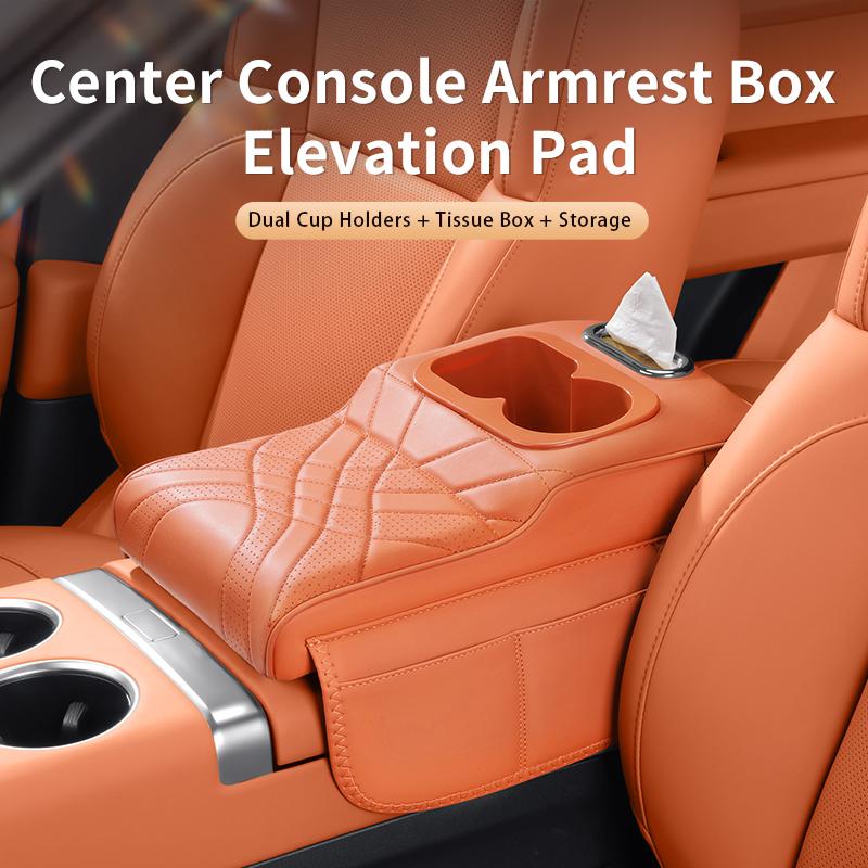 Car Center Console Armrest Cushion For MINI COOPER COUNTRYMAN Storage Bag 2 Cup Holder Tissue Bag Armrest Heightening Pad Cover