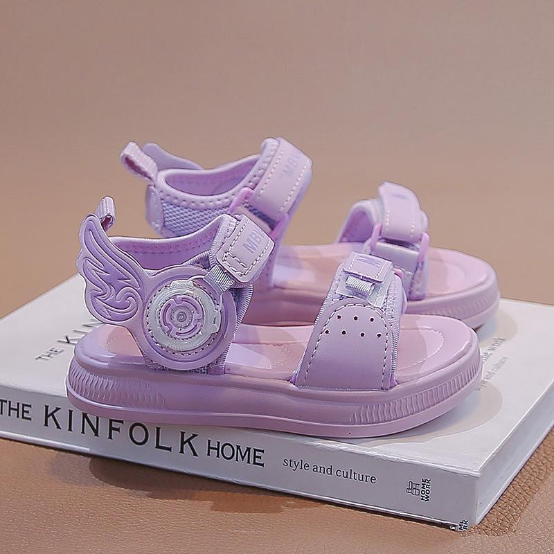 Girls Sandals Summer New Children's Beach Shoes Girls Soft-soled Non-slip Classmates Middle and Older Children Princess Shoes