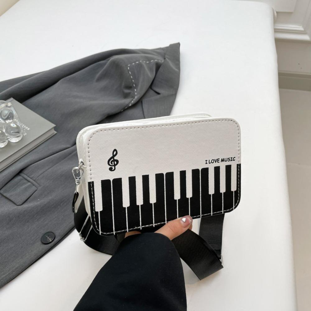 

Crossbody Mini Square Bag Fashion PU Leather Bag Casual Piano Shoulder Bag Unisex чорний