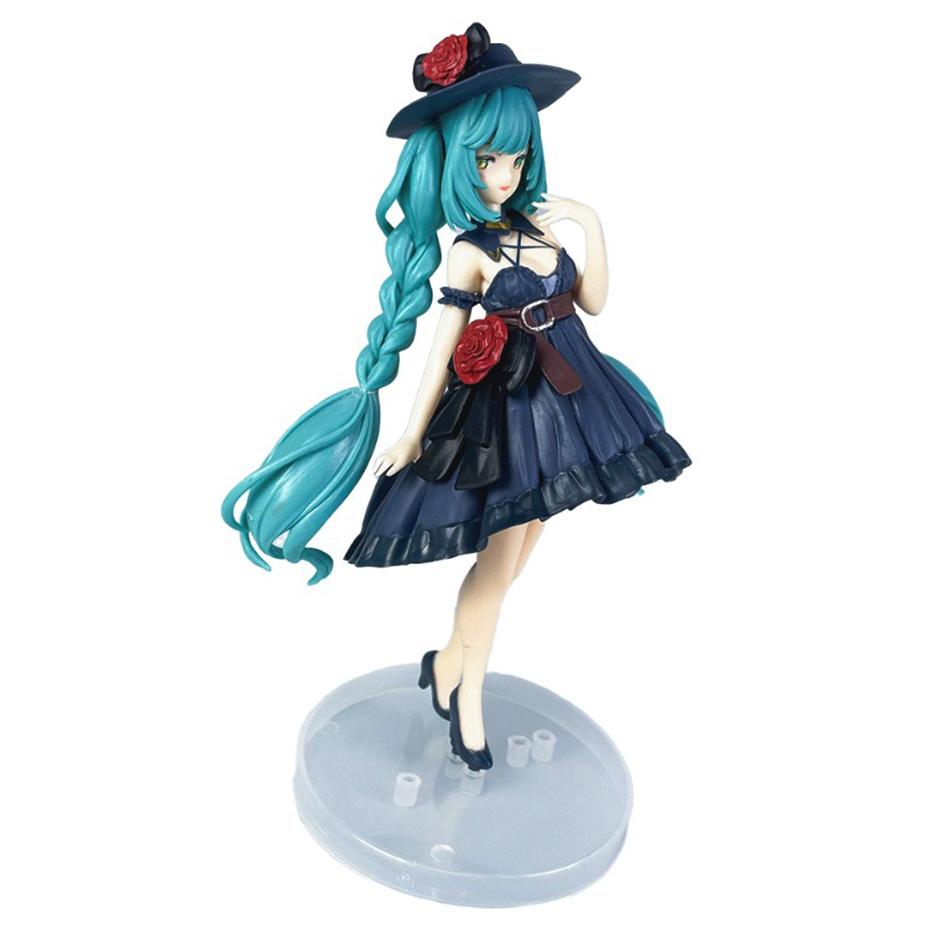 20cm Black Dress First Tone Anime Beautiful Girl Handmade Hatsune Cute Miku Figure Handmade PVC Model Decoration Birthday Gift