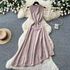 French light luxury sleeveless knitted irregular dress women's summer retro A-shaped skirt, thin temperament commuter dress