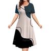 Elegant Women Short Sleeve Fashion 3d Print Midi Dress Plus Size Beach Clothing