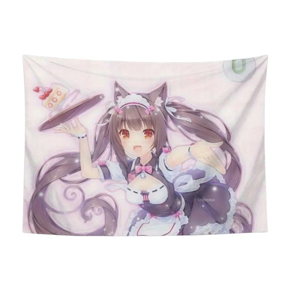 

1 шт. Аниме Девушка с кошачьими ушками Гобелен Полиэстер 2D Плоское Настенное Искусство для Спальни Гостиной Стильный Аниме Декор для Дома Подарок 74x94cm(29x37in)