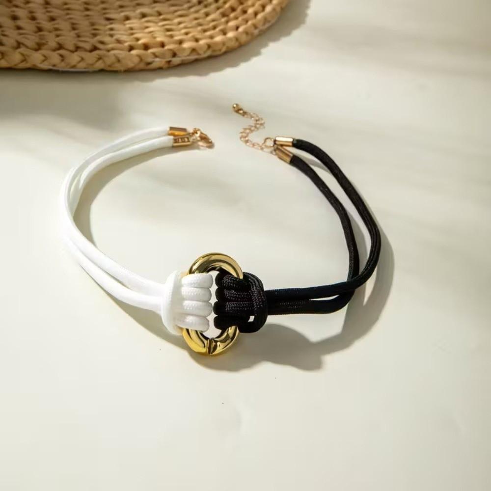 Two-Tone Braided Rope Necklace Adjustable Knotted Necklace Adjustable Choker Necklace Party Outfit