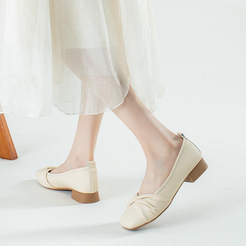 Augustine rough heel single shoes women's 2025 new summer new ladies style retro small leather shoes Mary Jane shoes