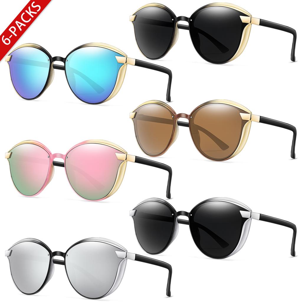 2 Pairs and 6 Pairs Vacation Sun Glasses Plastic Light Classic Oval Eyewear for Women and Men for Outdoor Travel Beach Vocation