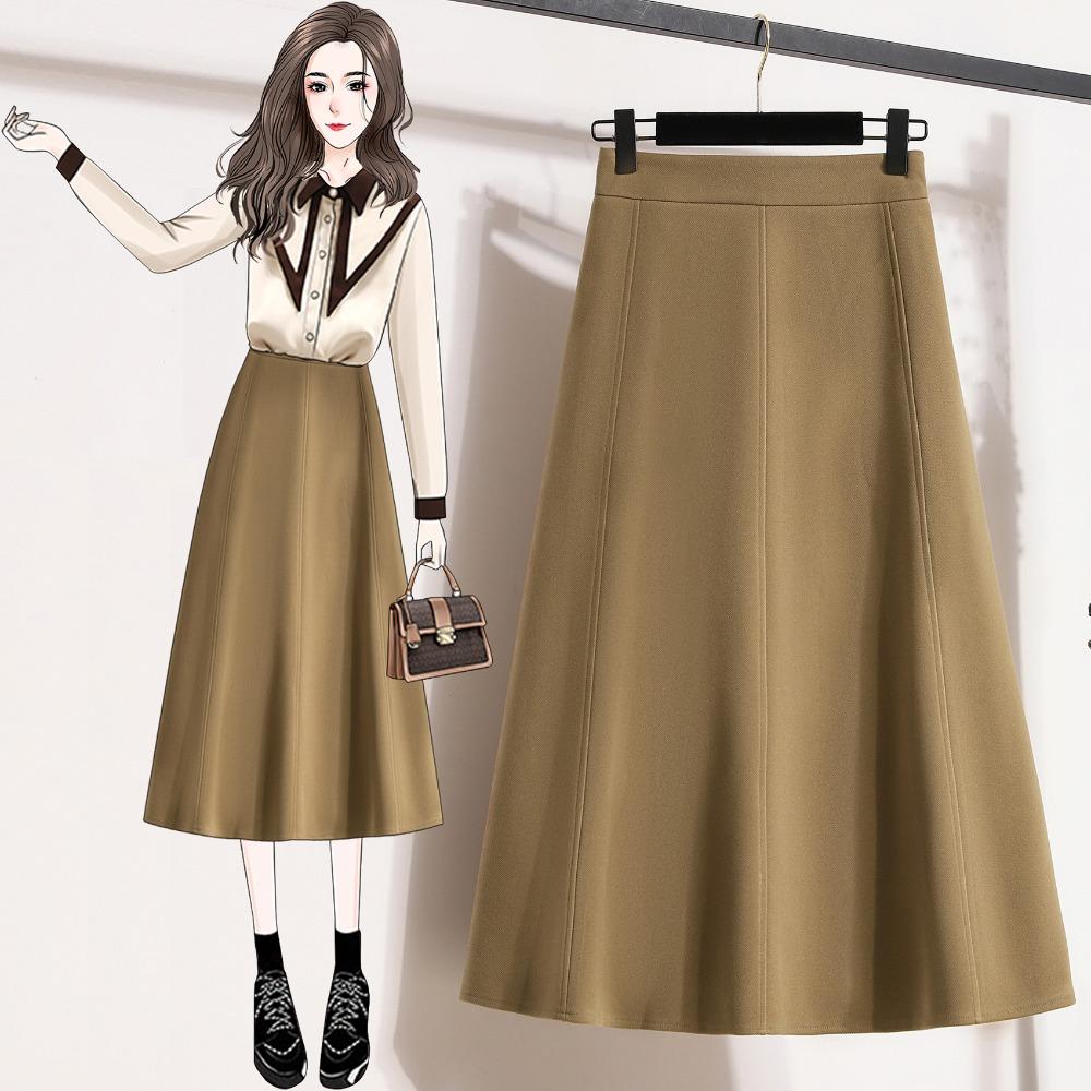 DIMANAF 2025 Plus Size Autumn Winter Women Long Skirts Thicken Elastic Waist Trousers Oversize 5XL