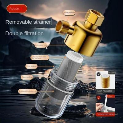 Universal Full Copper Pre Water Filter Stainless Steel Transparent Water Purifier 4 Points Anti-scaling Spray Head Household