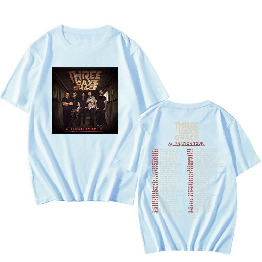 Three Days Grace Alienation Tour 2026 T-shirt Unisex Streetwear Rock Band Heavy Mental Tshirts Cotton Short Sleeve Male T Shirts