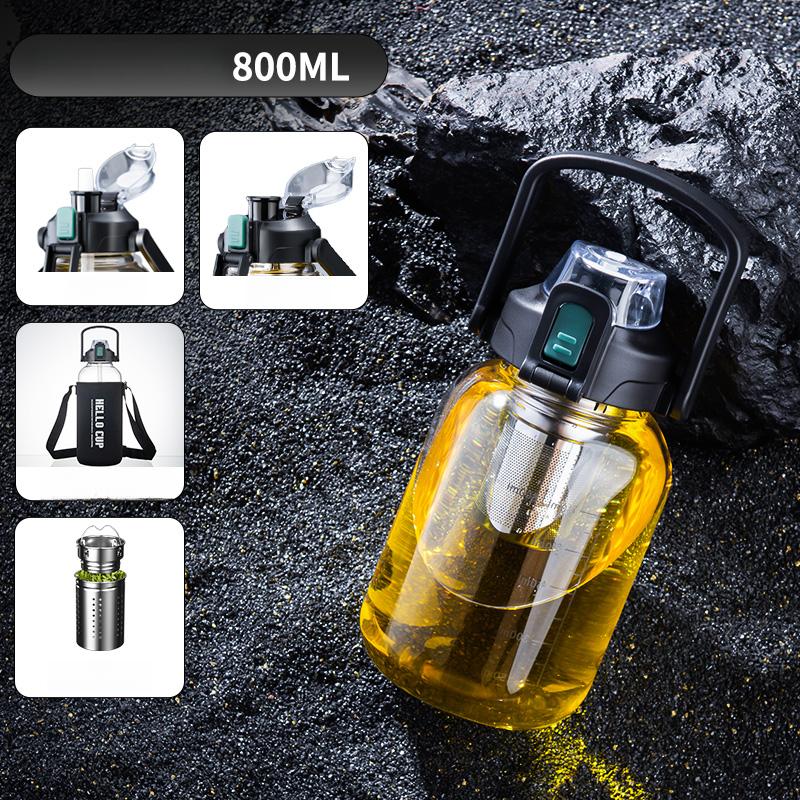 

Спортивная стеклянная чашка GIANXI большой вместимости, утолщенная, с разделением чая и воды, бутылка для чая, портативный чайник из высокого боросиликатного стекла 800-2000ml