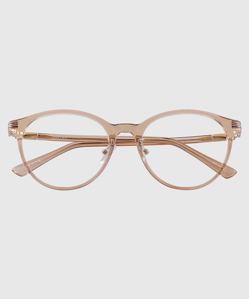 Tuditeo Rib Unisex Fashion Round Horn-Rimmed Glasses Uv & Blue Light Blocking C3 Light Brown