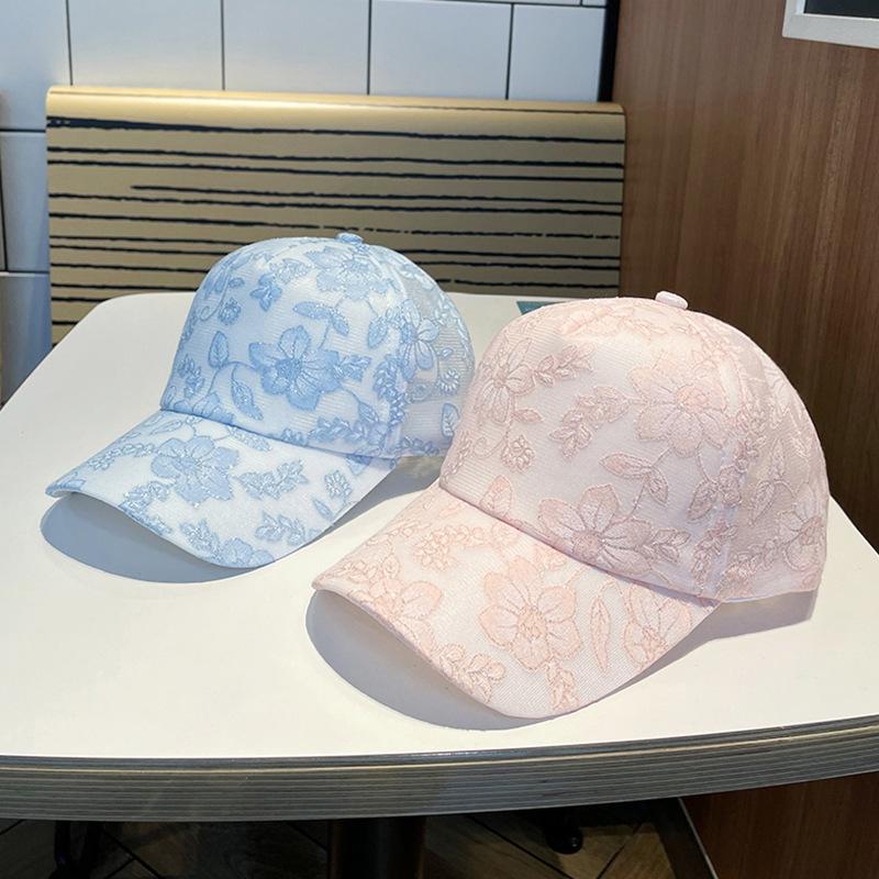 Baseball Cap Women Summer Korean Style Sunscreen Flower Printed Baseball Cap Casual Breathable Adjustable Sun Hat Visor Snapback