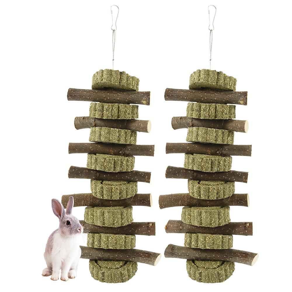 

2Pcs Hamster Chew Toys Small Animal Teeth Grinding Cage Hanging Natural Wood Rabbit Chinchilla Guinea Pig Pet Toys