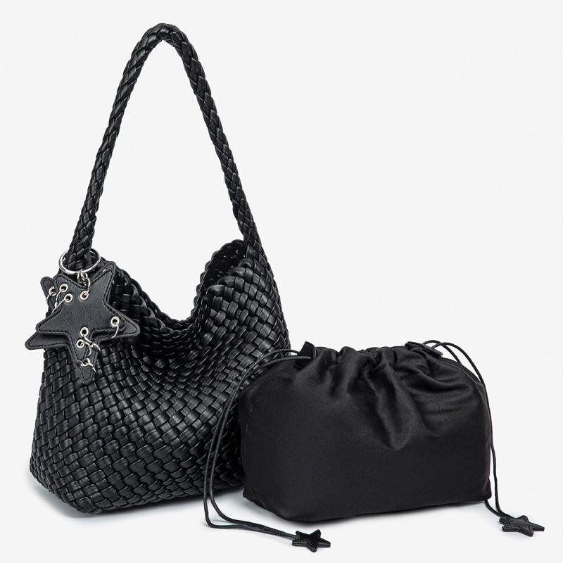 Pure Hand-woven Bag Medium Large Capacity Mother and Child Tote Bag Commuter Simple Underarm Shoulder Bag