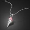 Fashion Cute 100% 925 Silver Jewelry Pink Ice Cream Pendant Necklaces 16-18 Inch Women Girl Charm Fine Choker Gift