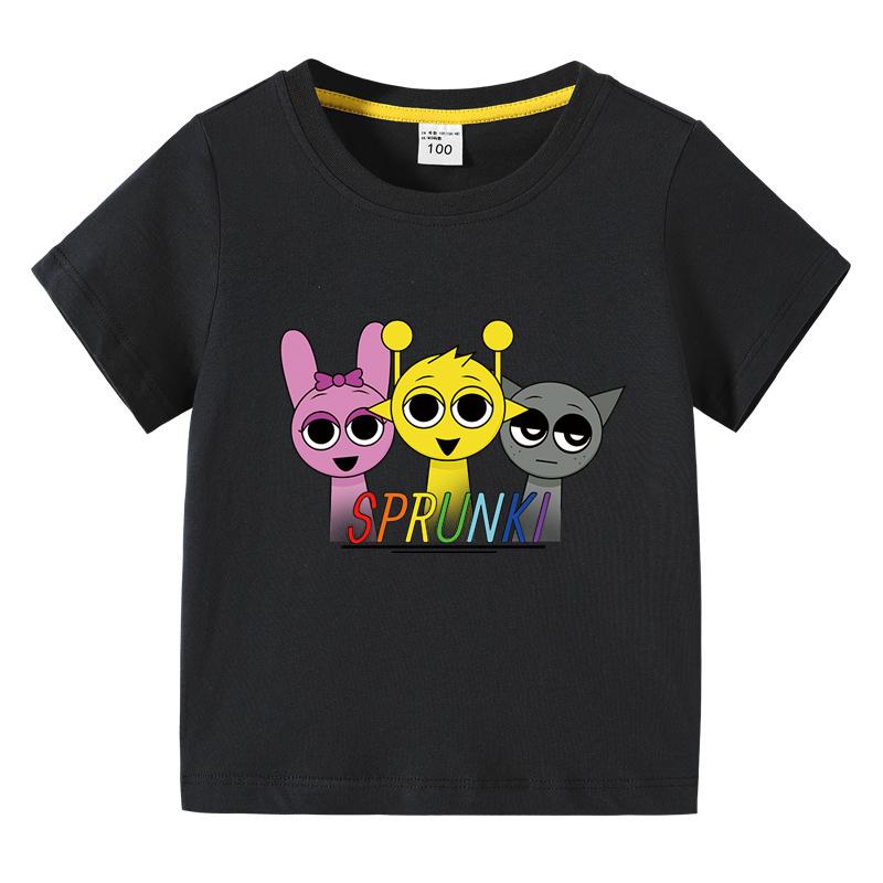 2025 Summert Shirt Sprunki Kids Clothes Incredibox Boys Girls Cotton T-shirts Cartoon Game Character Print Tops Cool Comfortable Short Gift