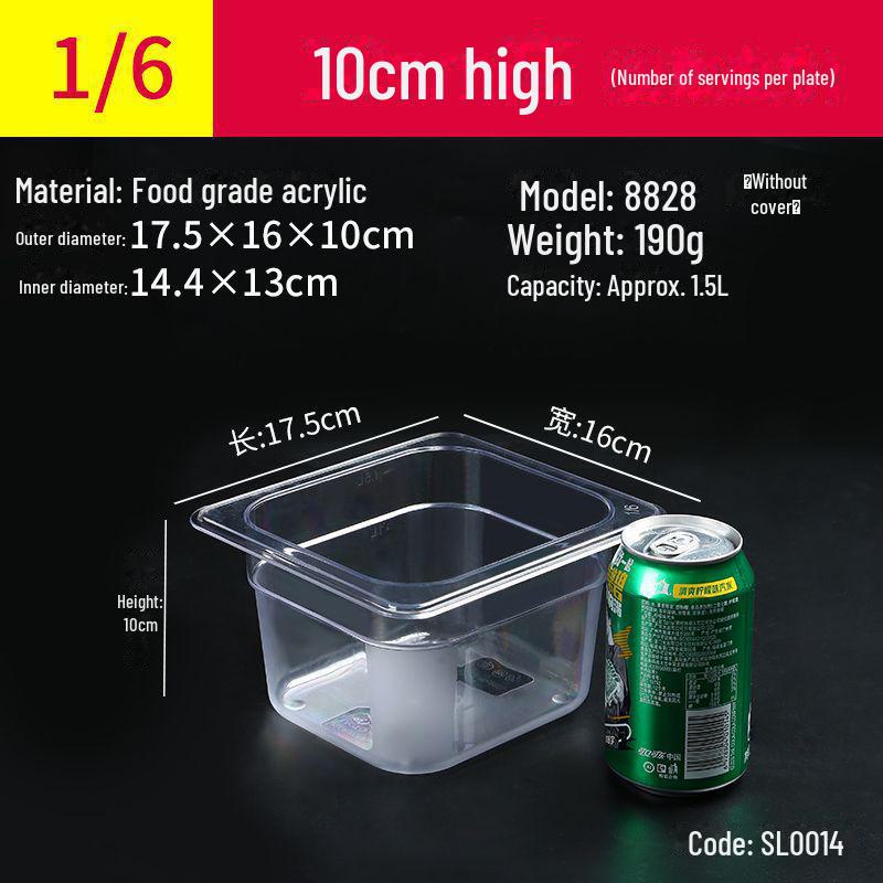 Transparente rechteckige Acryl-Heißtopfschale und Frischhalte-Obst-Auslagebox