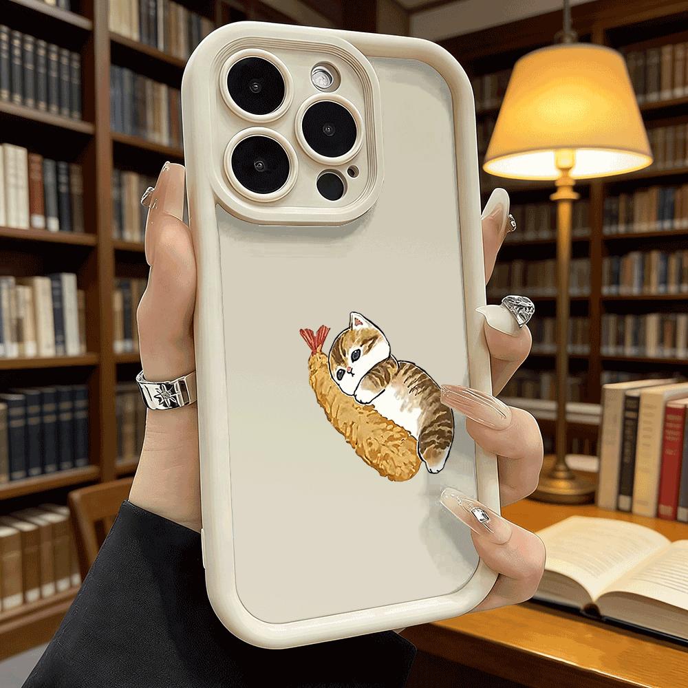 Cat Hugging Tempura Shrimp Soft TPU Shockproof Case For Xiaomi Redmi Note 15 14 13 12 11 Pro Anti-Fall Protective Back Cover