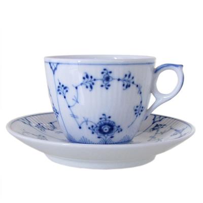 Royal Copenhagen 101 Blauw Gekarteld Effen 071 Koffiekopje Schotel (Eenvoudig Kant) & [Item]
