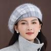 Autumn and Winter Plaid New Retro Bud Painter Hat Warm Rabbit Fur Fashion Casual Versatile Wool Hat Beret