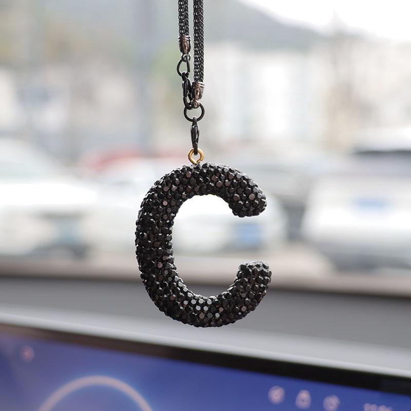 Rhinestone Ceramic Cross Pendant for Car Mirror Decor