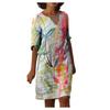 Women's V Neck Short Sleeve Dress Casual Printed Dress Beach Dress Bohemian Dress Lightweight Loose Fit Summer Dress