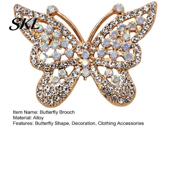 Butterfly Shape Brooch Rhinestone for Women, Vintage Lapel Secure Clasp Pin Pin, Hats Clothes Dress Decorative Jewelry Accessories Electroplated