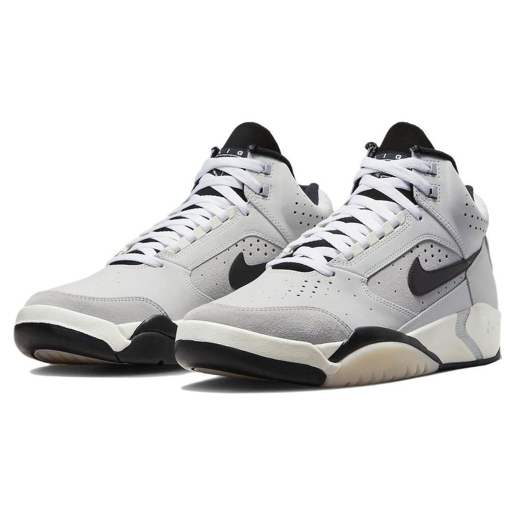 Nike Air Flight Lite Mid Pó de Fóton Prata Metálico Cinza Fumaça Claro Preto Sapatos Masculinos FJ2949-001
