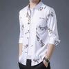 Men's Long Sleeved Casual Shirt Spring and Autumn Fashion Korean Version Slim Fit Shirt Men's Printed Letter Top