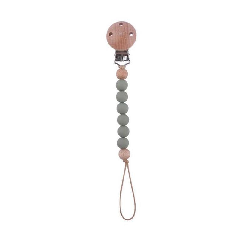 Beech Wood Chew Silicone Bead Pacifier Clips Dummy Chain Holder Newborn Soother Chains Nipple Holder Baby Teething Toys Gifts