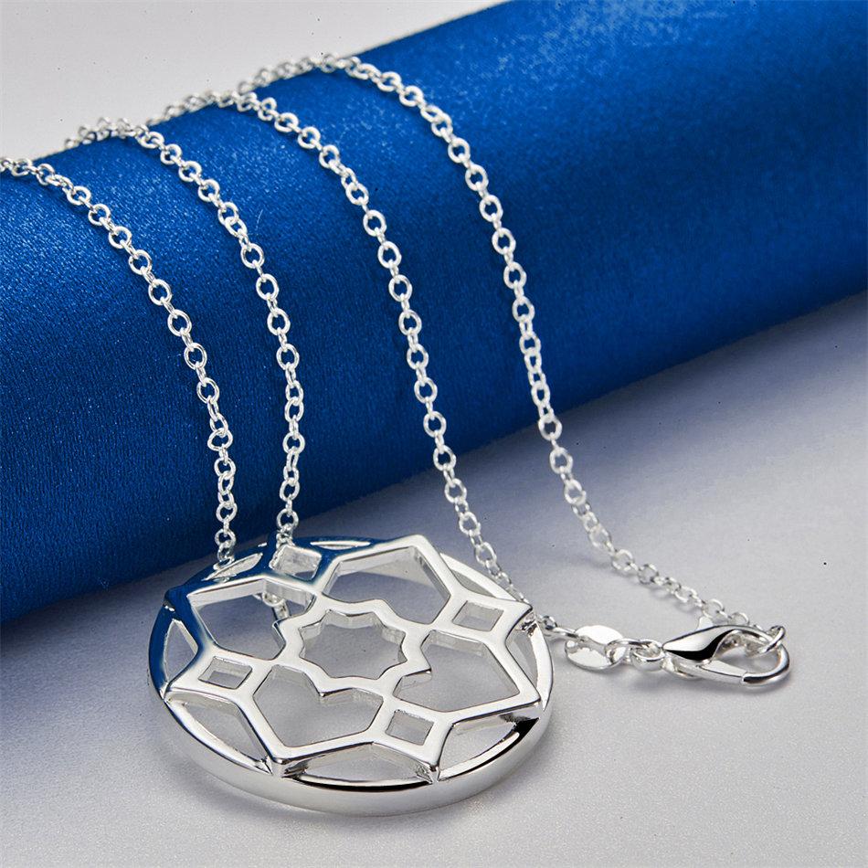 925 Sterling Silver 16-30 Inch Women's Exquisite Flower Pendant Necklace Accessories Wedding Gift Fashion Jewelry