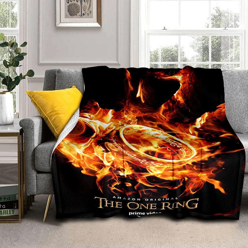 1pc The One Ring Fire Amazon Prime Video Cartoon Blanket,Portable Throw for Travel & Camping, All Season Cozy Blanket,Ideal Gift