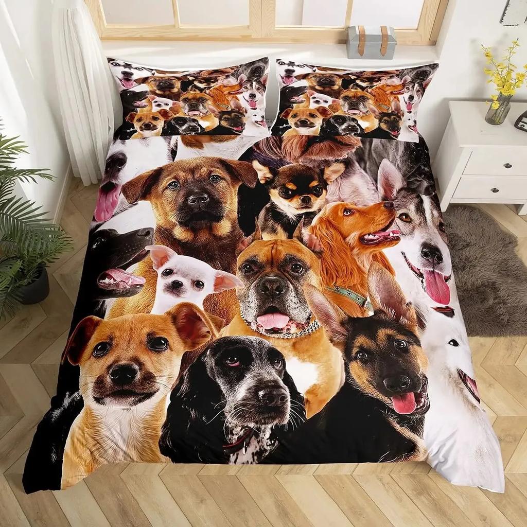 German Shepherd Duvet Cover Set Police Dog Comforter Cover Full King Size for Boys Animals Bedding Set Puppy Dog Bedspread Cover