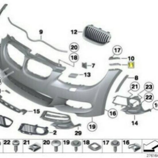 BMW 3 Series E93 Front Bumper Bracket Clips (Left & Right) - 51117227897/51117227898