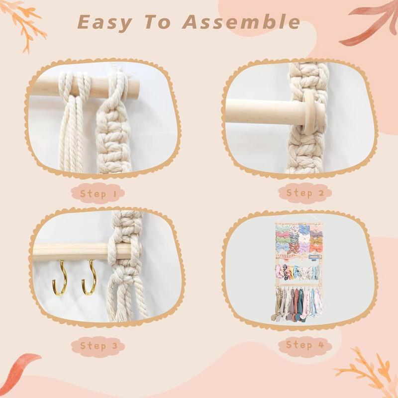 Baby Bow Hanger Beech Wood Hair Bow Hanger Decorative Space-Saving Clip Hangable Storage Rack For Headband Closet Dorm Vanity