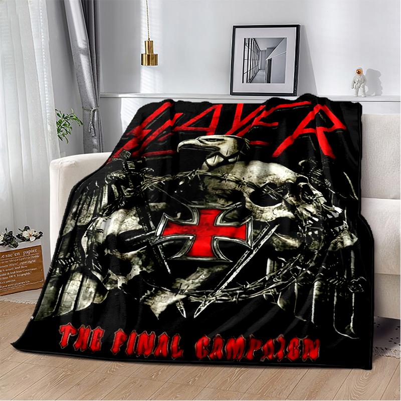 3D Retro Band Slayer Heavy Metal Rcck Sign Blanket,Soft Throw Blanket for Home Bedroom Bed Sofa Travel Cover Kid Gift