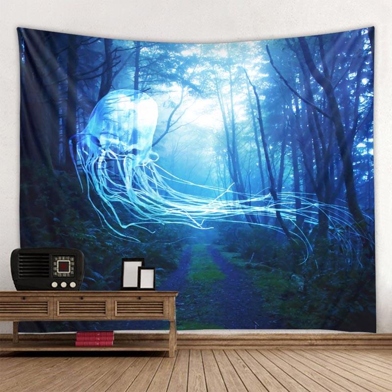 Green Jungle Tapestry Beautiful Natural Forest Large Wall Hanging Hippie Bohemian Mandala Wall Art Home Decoration 8 Sizes