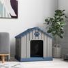 Waterproof Outdoor Dog House for Medium Size Dogs with Raised Base and Windows, 85x79x82 cm, Grey