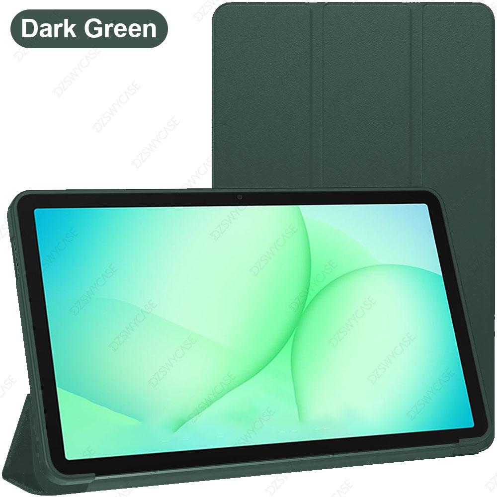 Silikonowe Etui do Samsung Galaxy Tab A9/A11 8,7 cala SM-X110 X130, Smukłe Etui z Klapką i Trójwarstwowym Stojakiem, Wsparcie Automatycznego Uśpienia/Wybudzania