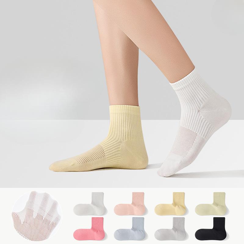 Boneless Socks for Women, Right-angle Mid-calf Socks, Summer Thin Women's Short Socks, Deodorizing and Antibacterial, Mesh Pure Cotton Socks