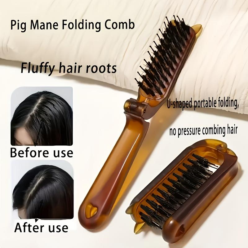 Amber Portable Travel Hair Brush, Soft Bristles for All Hair Types, Lightweight ABS Handle, Essential for Home Travel Handbag