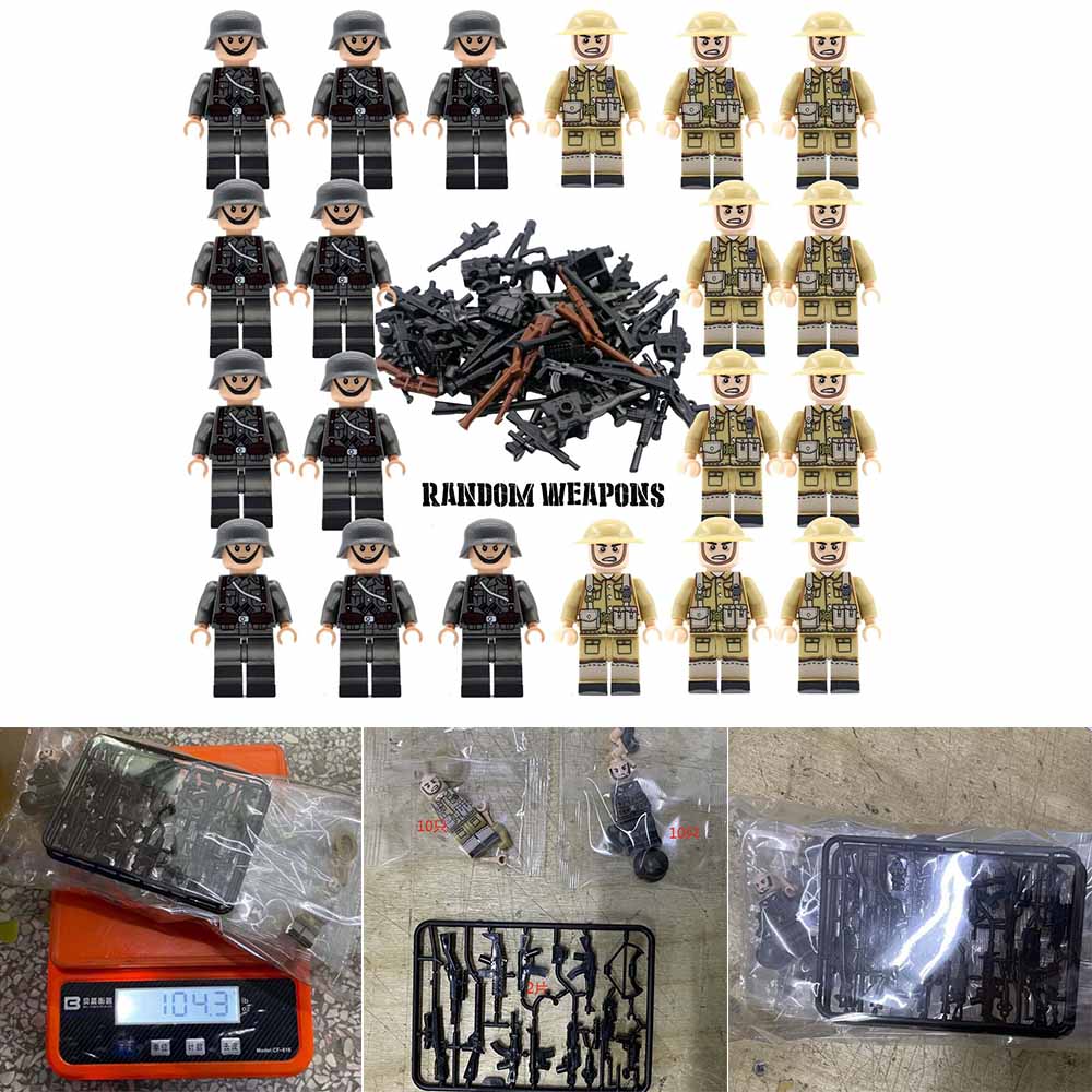 Al Doilea Război Mondial GERMAN v BRITISH Soldați + Arme Mini figurine Set militar al doilea război mondial Fit Lego