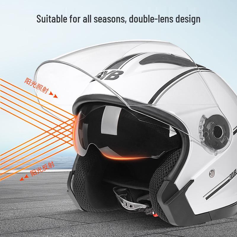 Dual Visor Ventilated Half Helmet for Men & Women – Electric Vehicle & Motorcycle Use