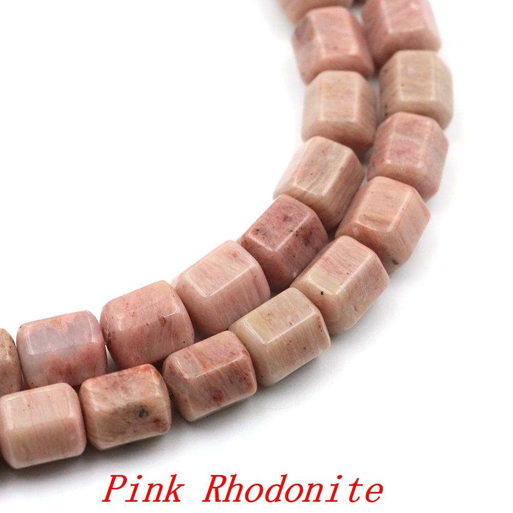 Faceted Natural Stone Square Rose Quartz Agates Loose Spacer Beads For Jewelry Diy Making Crystals Bracelet Pendant Accessories