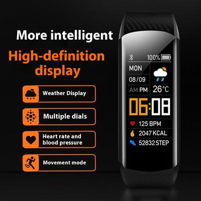 C5S Renkli Ekran Egzersiz Adım Sayma Akıllı Bileklik Kalp Atış Hızı Kan Basıncı Sağlık Takibi Silikon