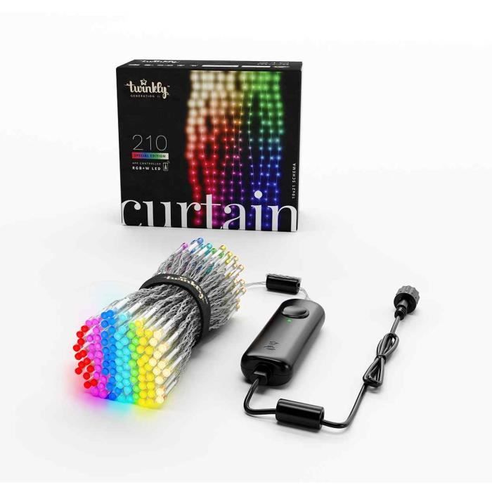 Lampes Décoratives - Twinkly - Curtain - 210 LEDs RGBW - 2,1 Mètres - Télécommande WiFi/Bluetooth