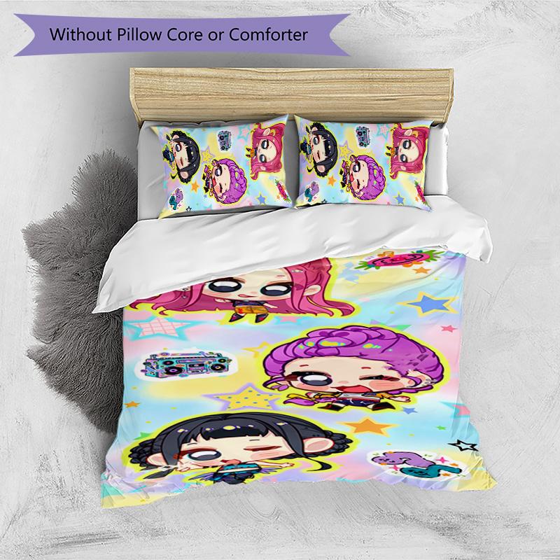 Kpop Demon Hunters Pattern Printed 3PCS Bedding Set, Soft Skin-Friendly Washable Duvet Cover & Pillowcases Set