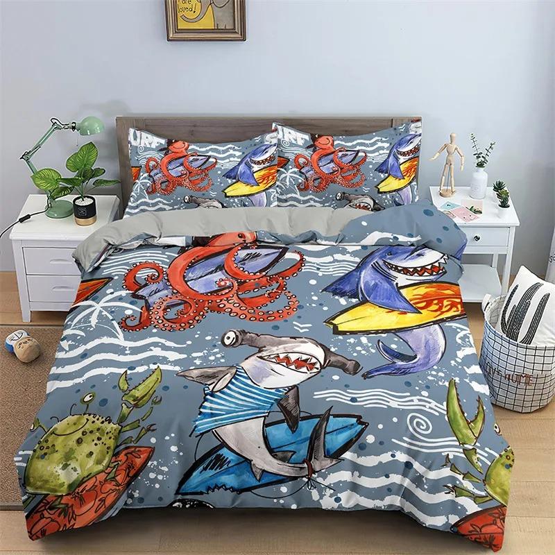 Cute Cat Bedding Set 2-3Pcs Bedroom Quilt Cover Set Single Double Size Polyester Duvet Cover Pillowcase for Adult Boy Girl