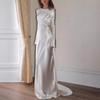 Women's Sexy Backless Mermaid Maxi Dress, Solid Color Round Neck Slim Fit Evening Gown for European American